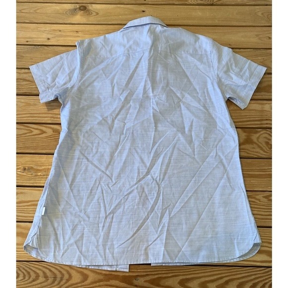 Calvin Klein Button Down Shirt Size Medium Men’s Blue Short Sleeve - Picture 2 of 7